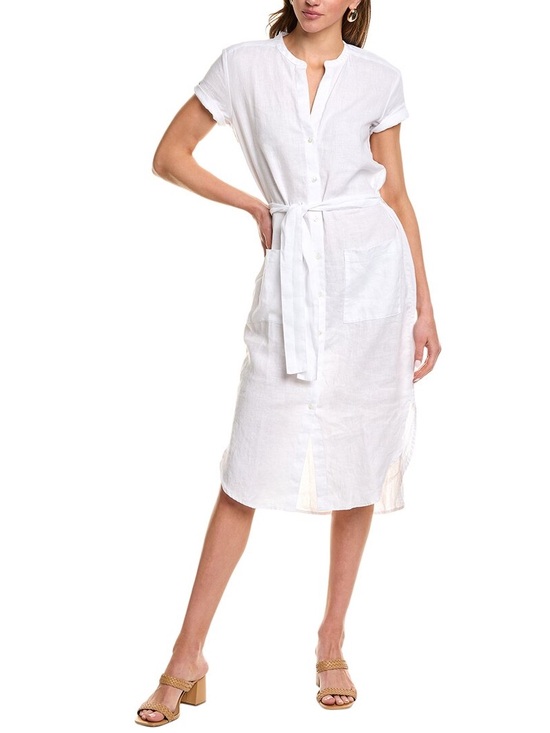 James Perse Dresses & Skirts - Standard James Perse 100% linen side slit belted pocket shirtdress